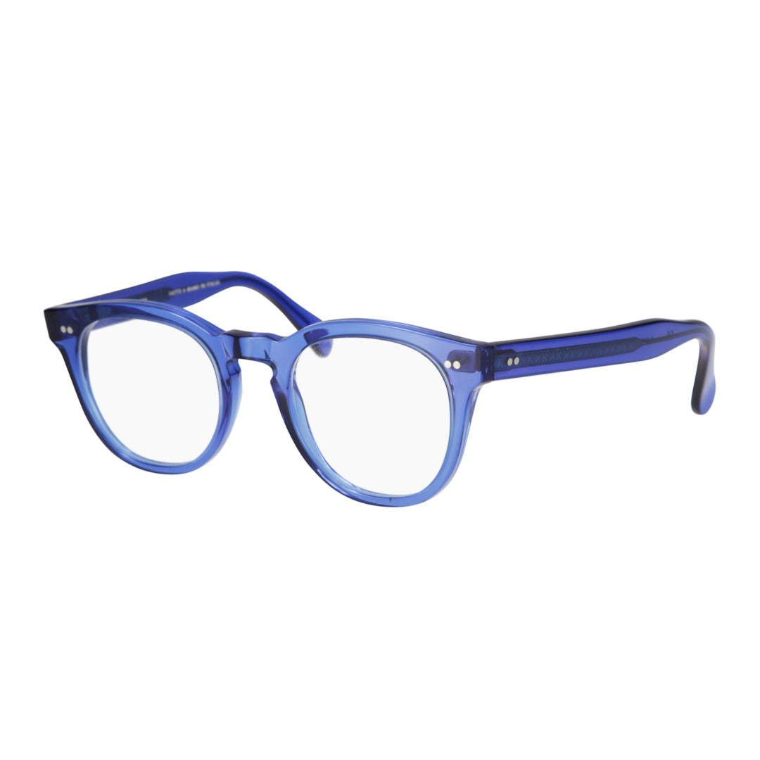 Tuxon-K Translucent Blue Acetate Rounded Square Eyeglasses