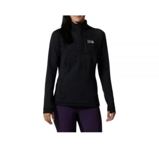 Fitted Long-Sleeve Top With High Collar And Half-Zip Closure