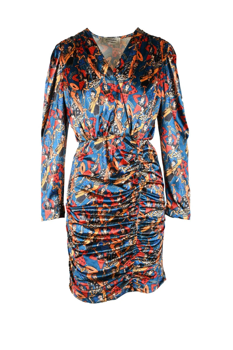 Short Velvet Dress - Multicolor