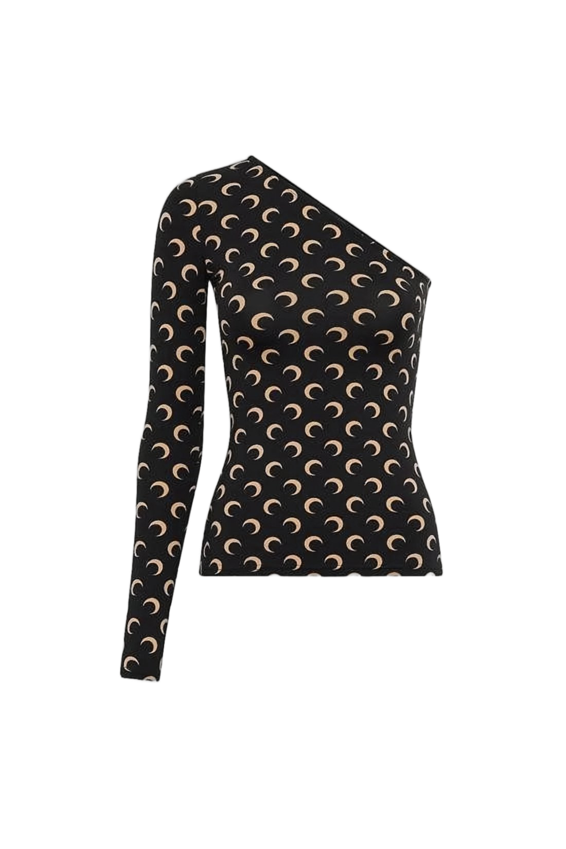 Long-Sleeve Top with Crescent Moon Pattern