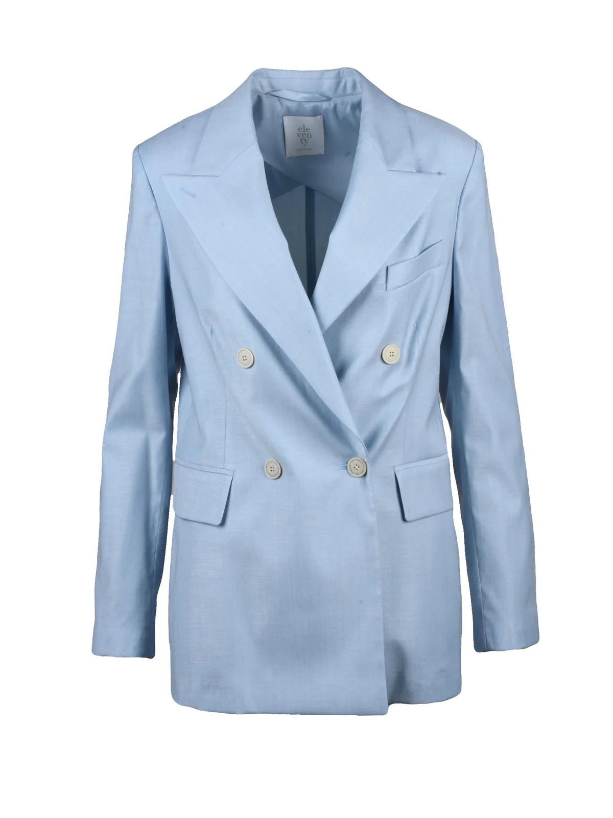 Light Blue Double-Breasted Wool Viscose Jacket