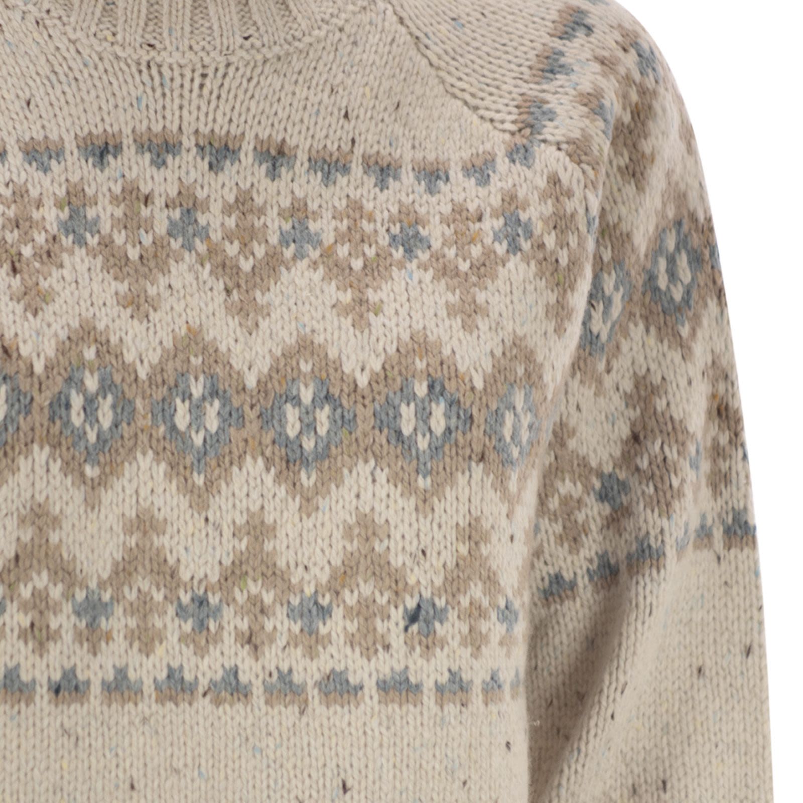 Fair Isle Knit Sweater With Ribbed Turtleneck