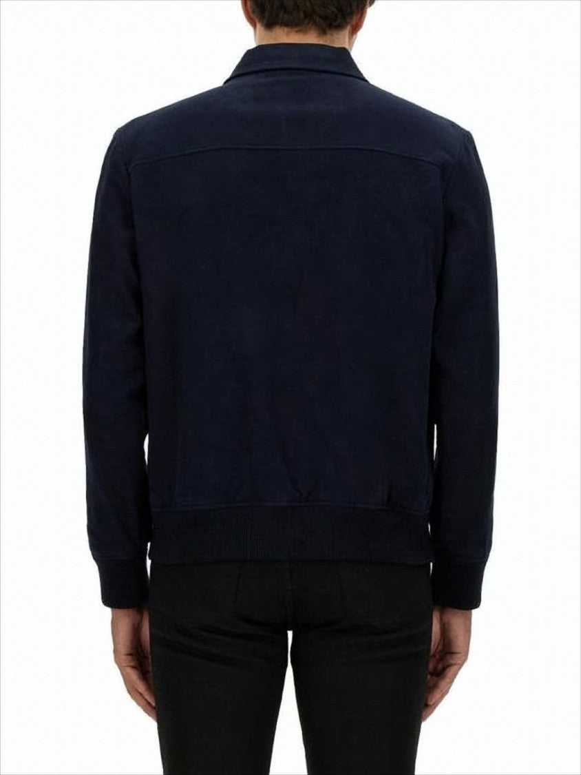 Navy Casual Jacket with Ribbed Cuffs