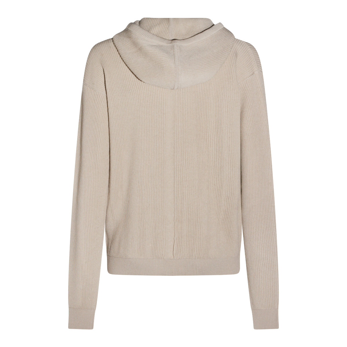 Sand Wool Hooded Zip Sweater