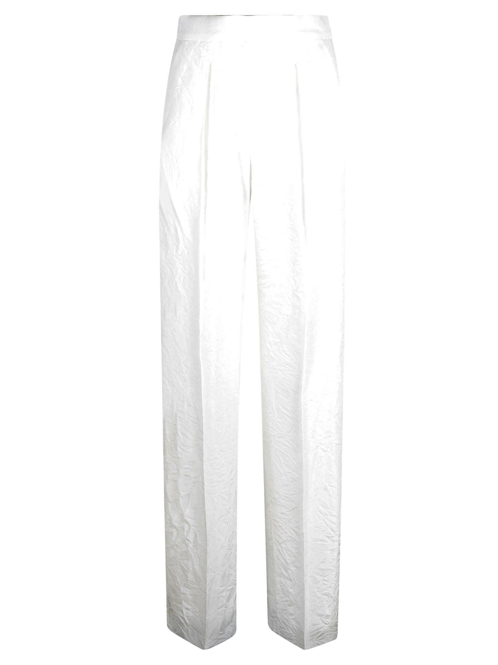 High-Waisted White Trousers with Relaxed Fit