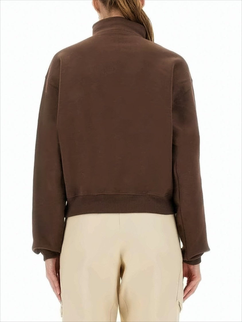 Cropped Turtleneck Sweatshirt with Half-Zip Closure