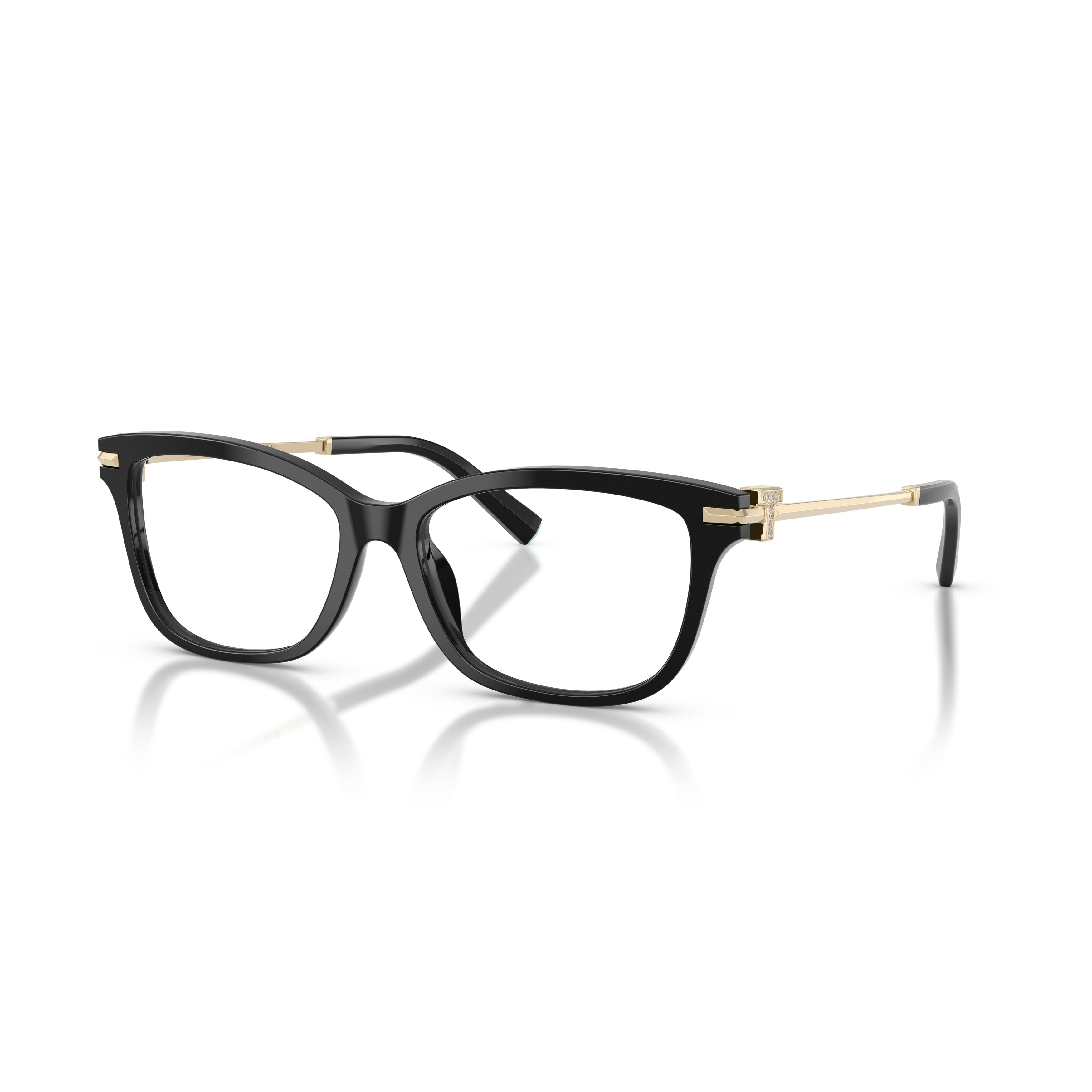 Black Rectangular Acetate Gold Accent Eyeglasses