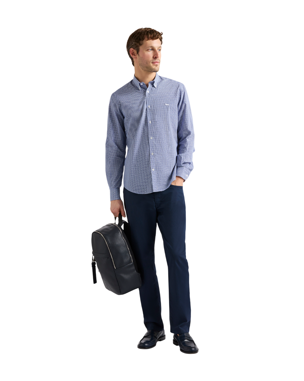 Tailored Blue Shirt with Micro Print