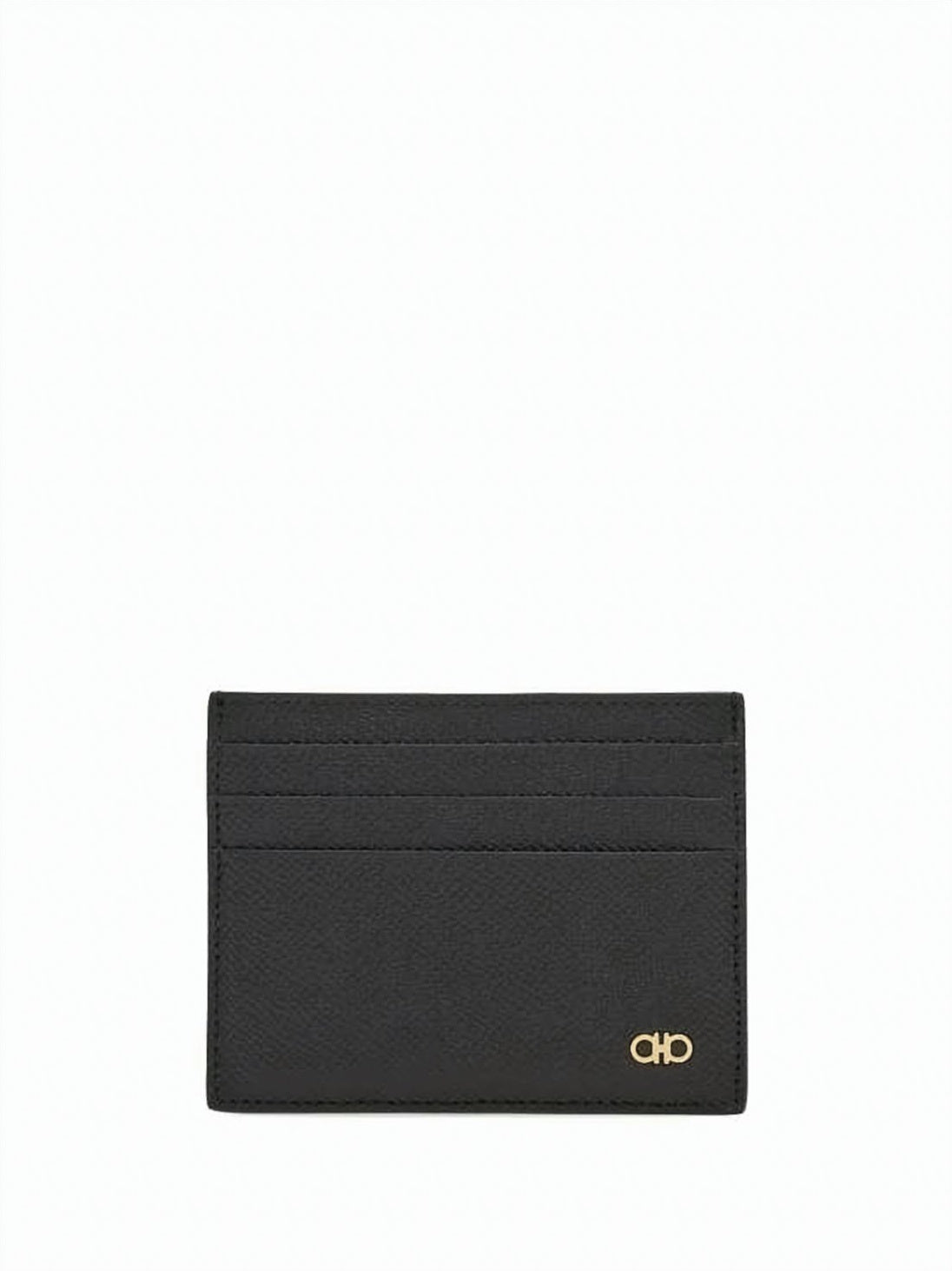 Calf Leather Card Wallet With Metallic Logo Accent