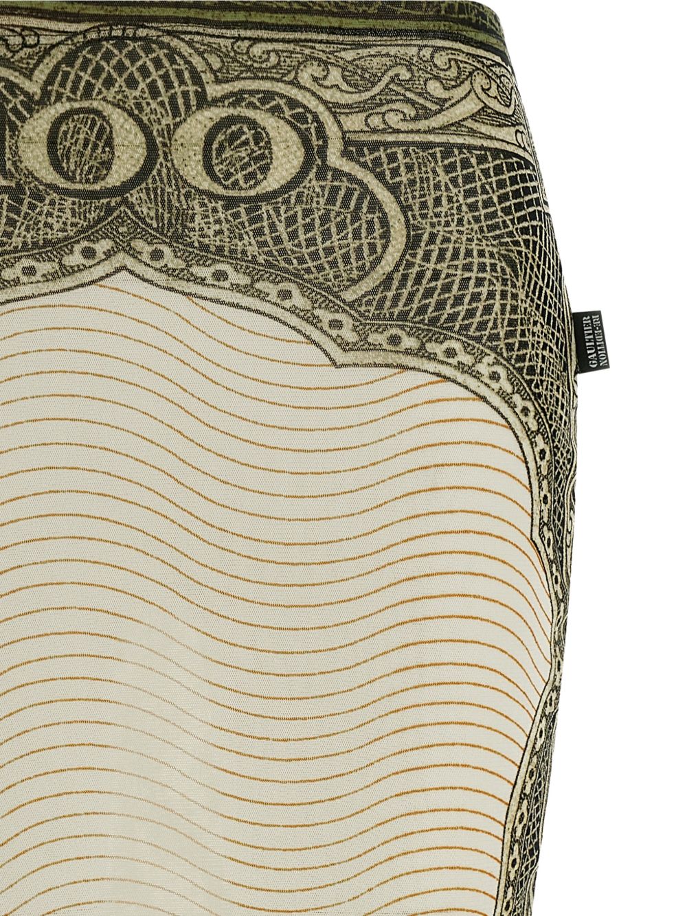 Pencil Midi Skirt With Vintage Banknote Print
