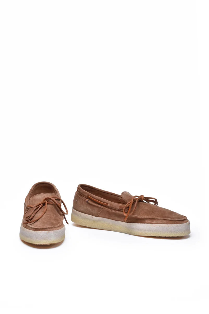 Suede Moccasin Rubber Sole - Brown