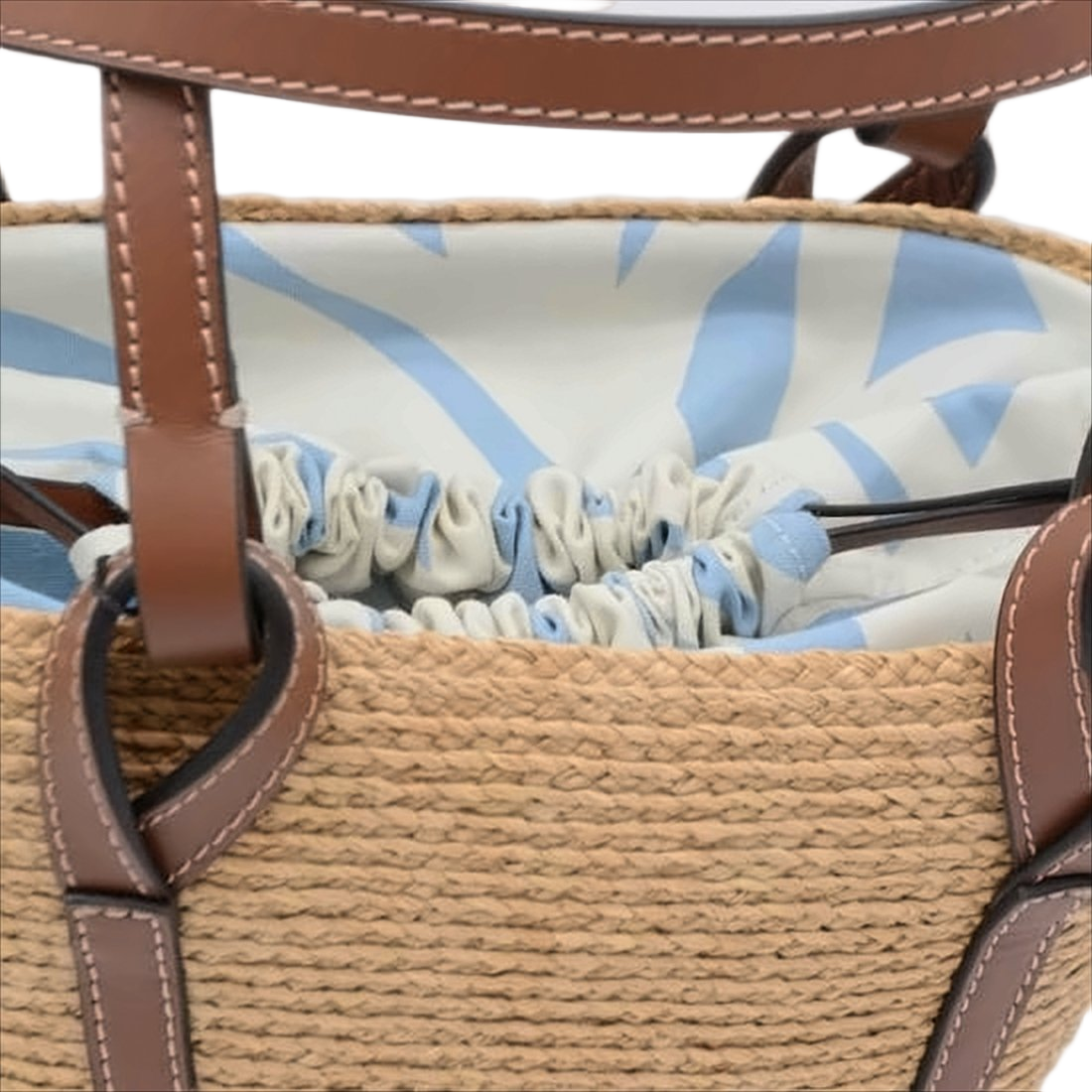 Structured Raffia Tote Bag with Leather Trim