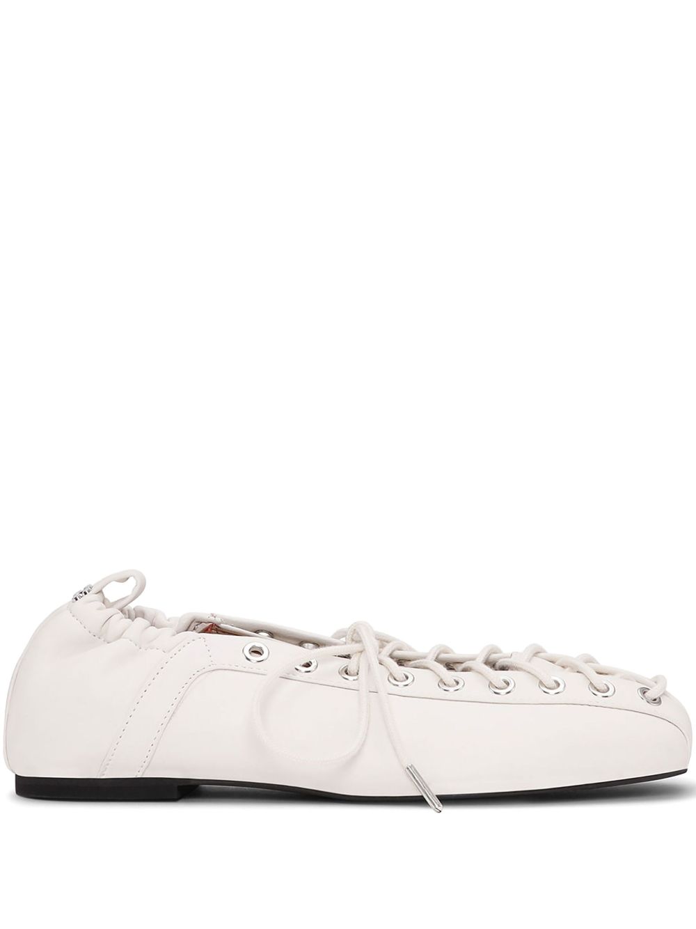 Lace-Up Ballerinas With Rounded Square Toe