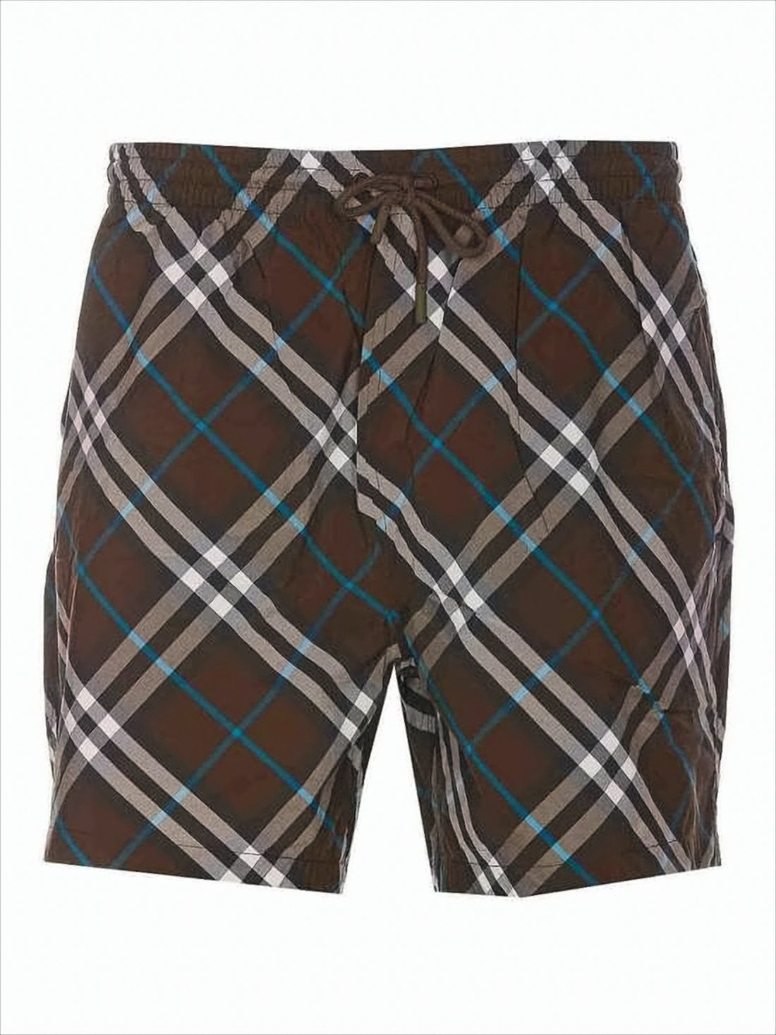 Brown Checkered Swim Shorts