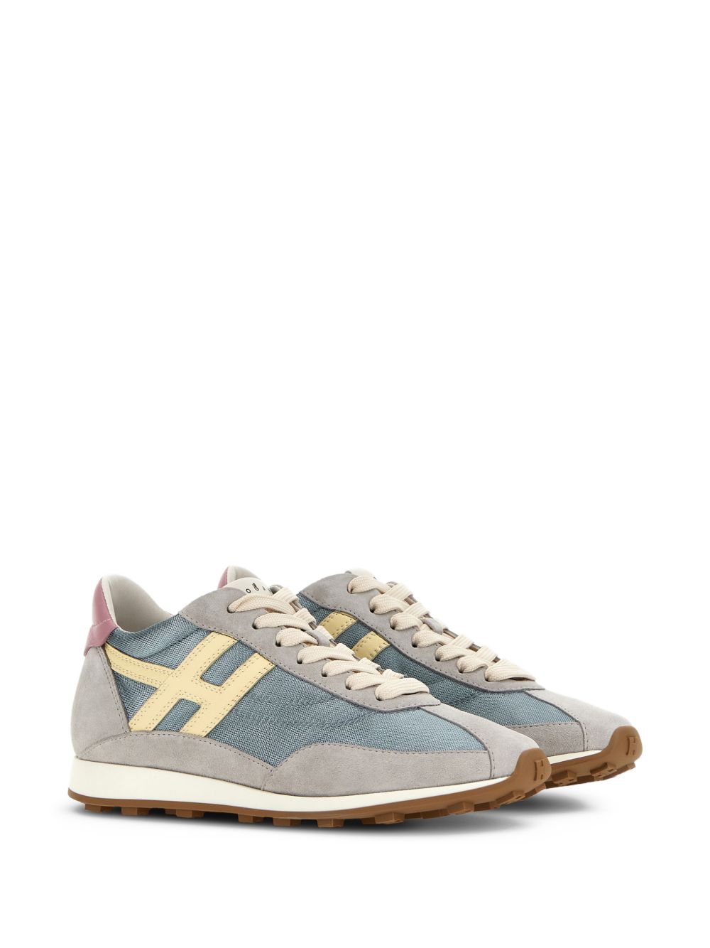 Muted Blue Silk and Nylon Blend Low-Top Sneakers