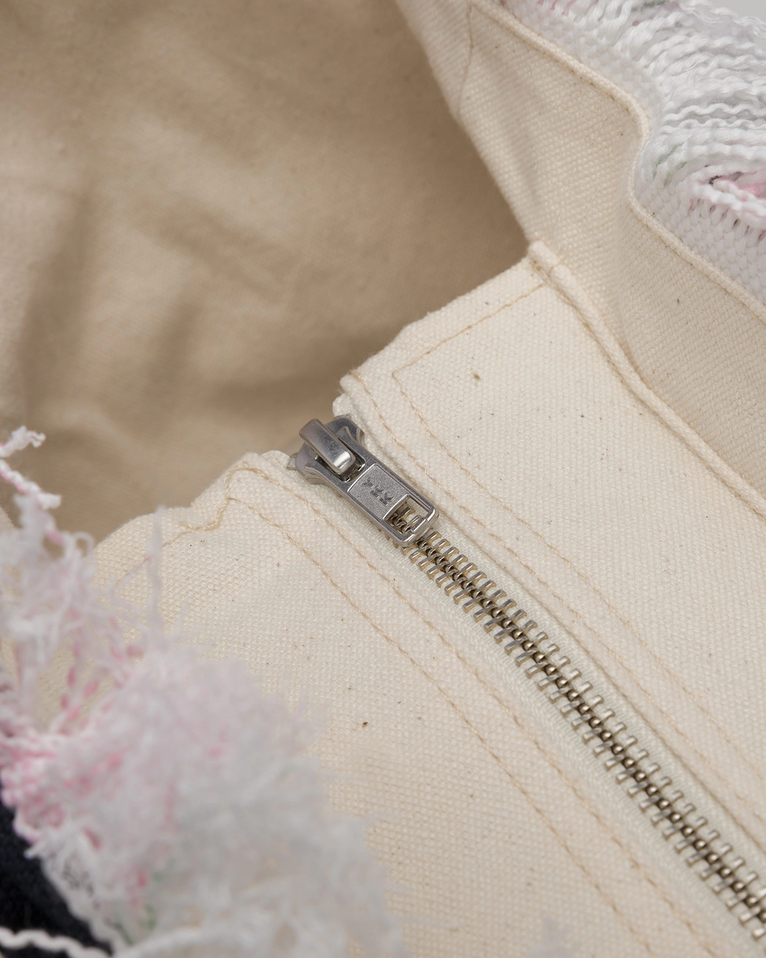 Spacious Vertical Striped Tote Bag with Embroidered Accent