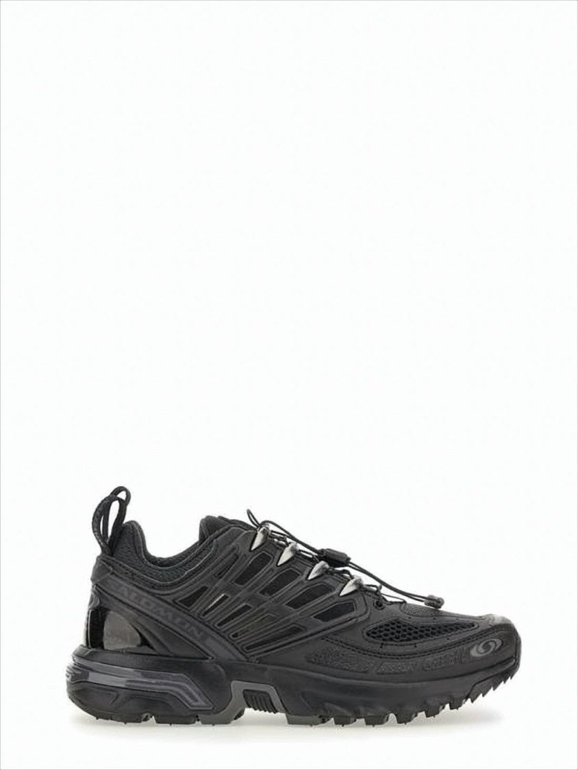 Sporty Rugged Black Sneakers With Unique Lacing System