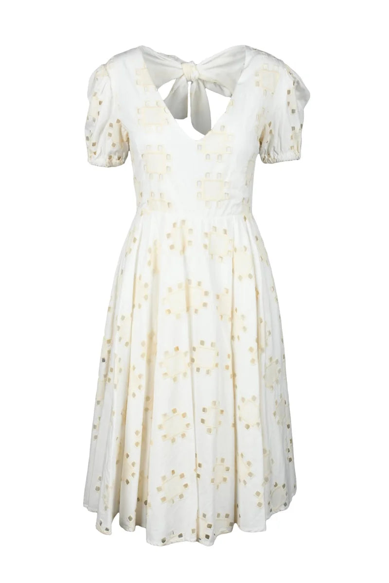 Cotton Broderie Anglaise Dress - White