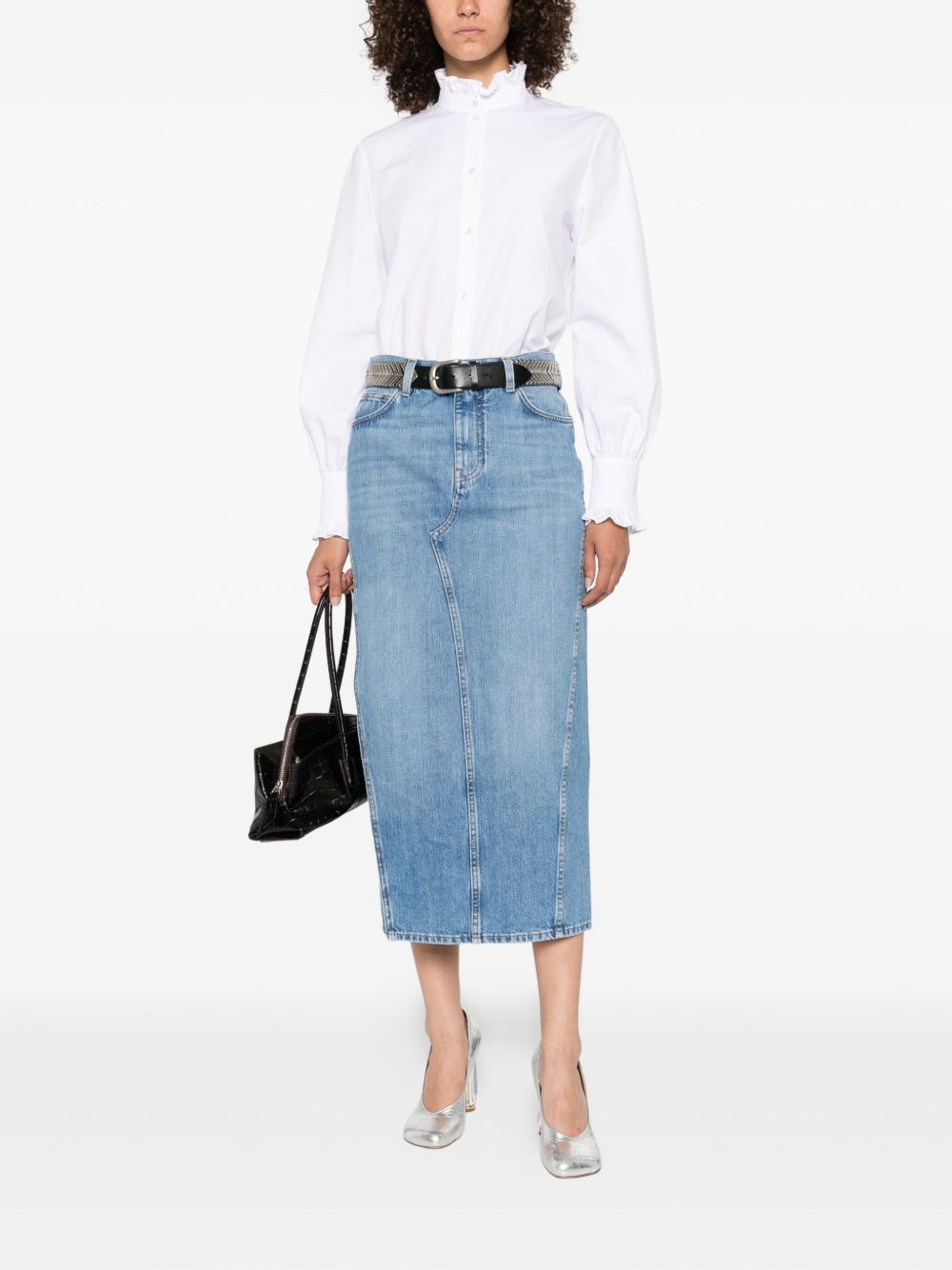 Medium Blue Denim Midi Skirt