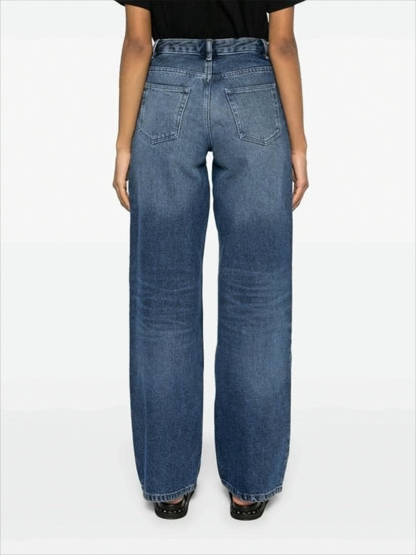 High-Waisted Medium-Wash Denim Pants