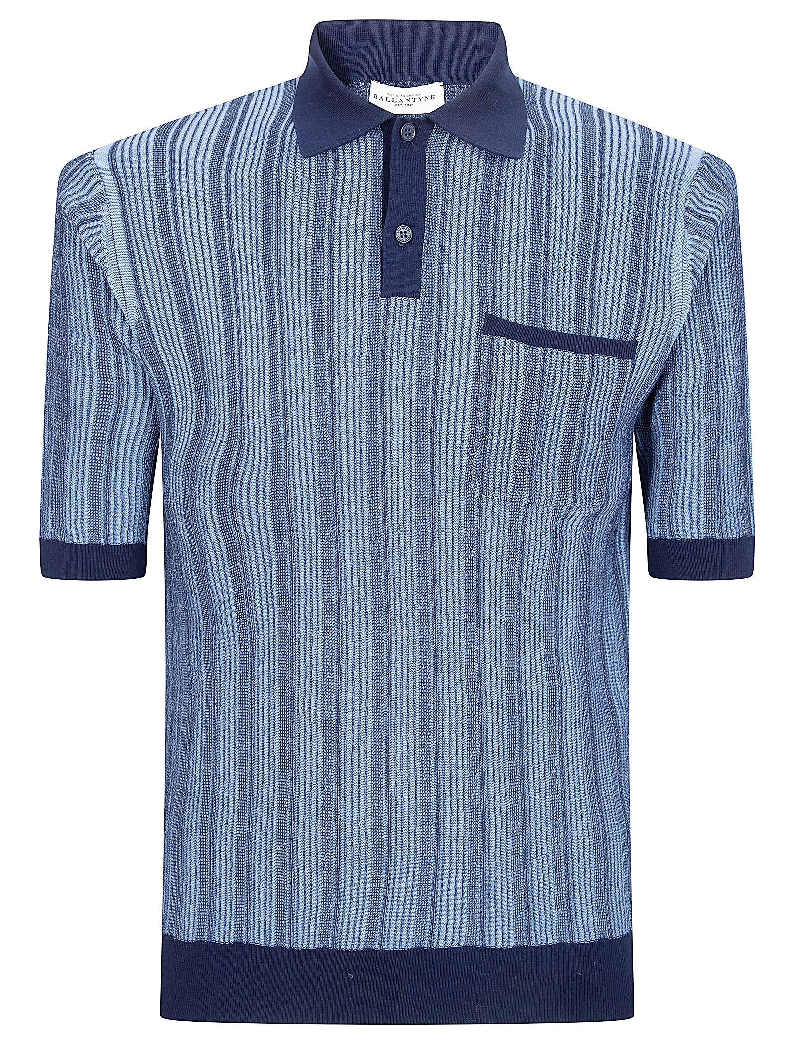 Textured Stripe Polo Shirt with Chest Pocket Detail