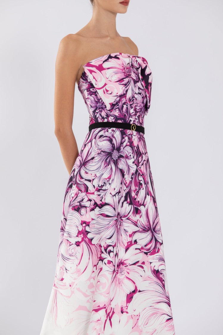 Sk Jet Black Strapless A-Line Dress