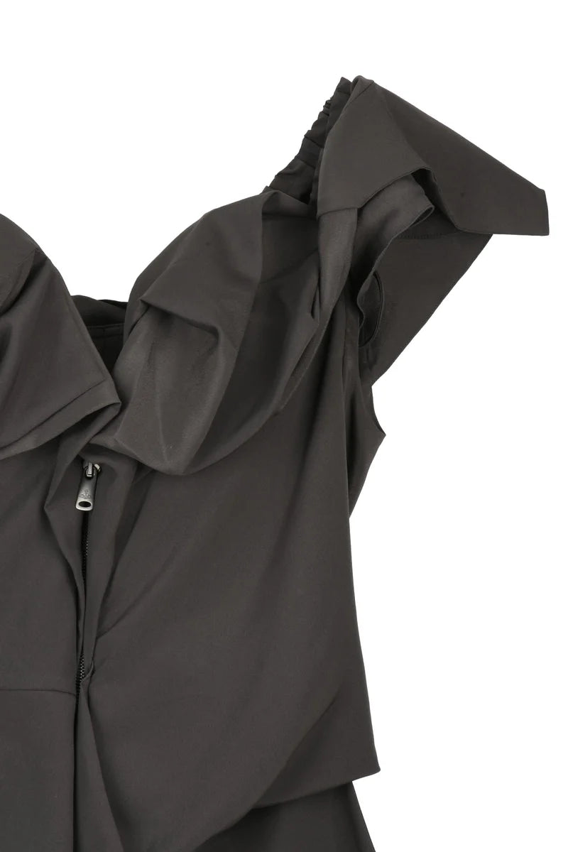 Zip-Front Bustier Top - Grey