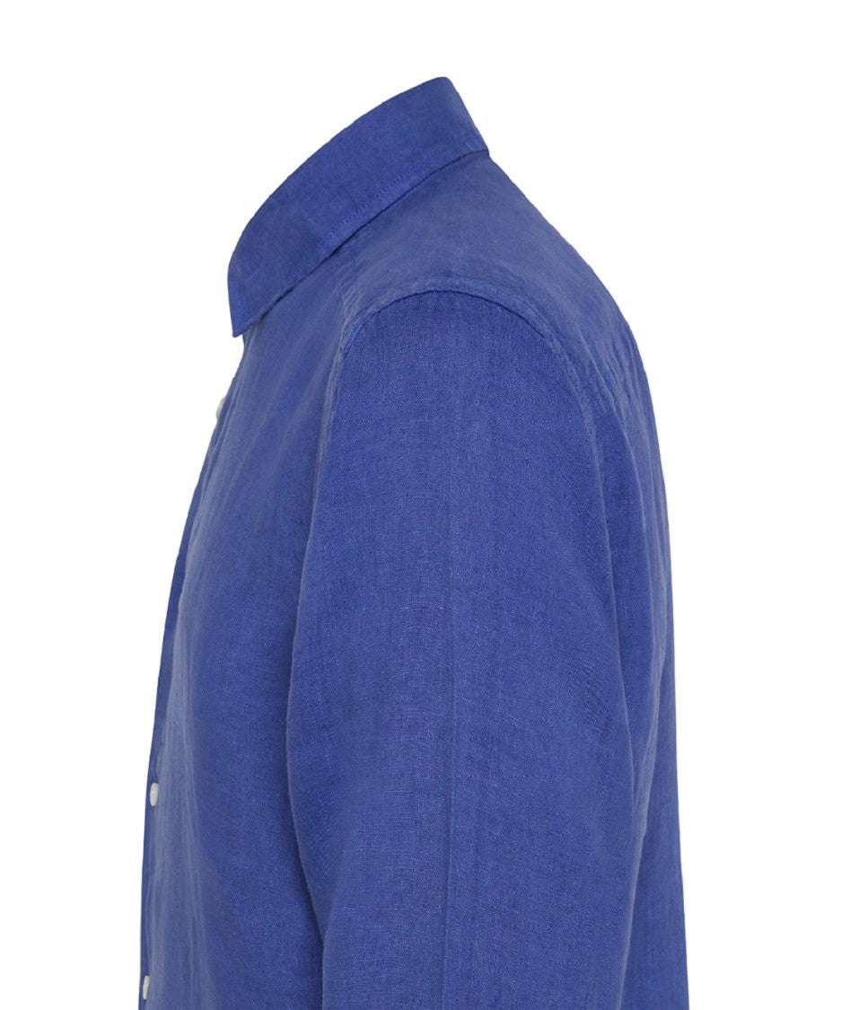 Garment-Dyed Linen Shirt with Italian Collar