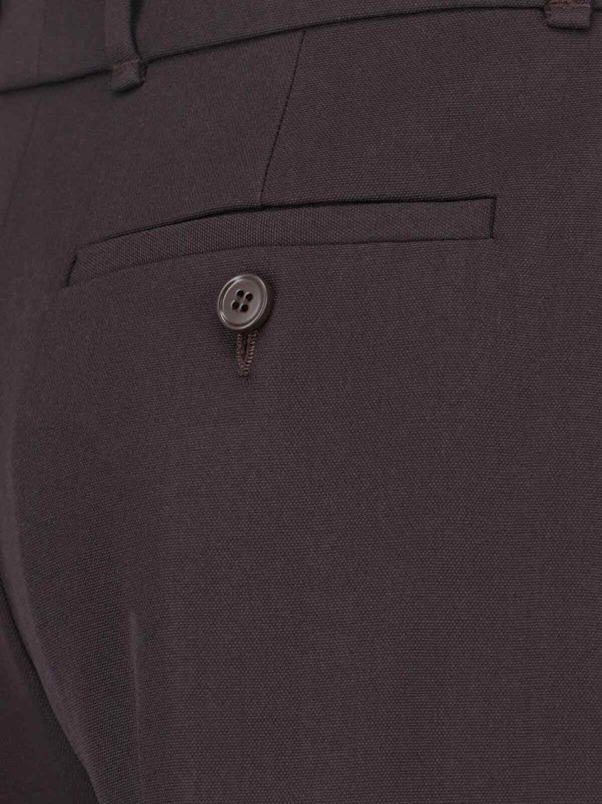 High-Waisted Brown Wool Trousers With Front Pleats