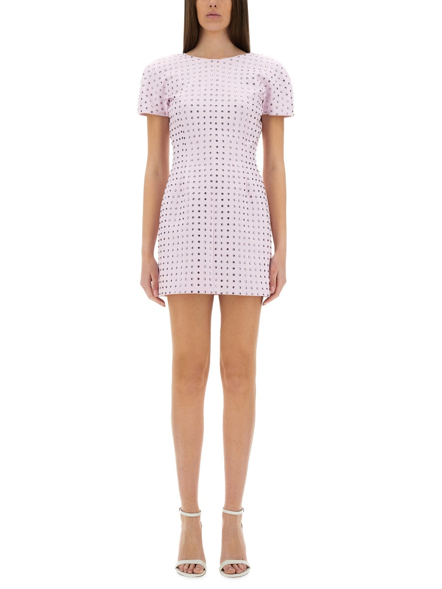 Fitted Mini Dress With Rhinestone Embellishments
