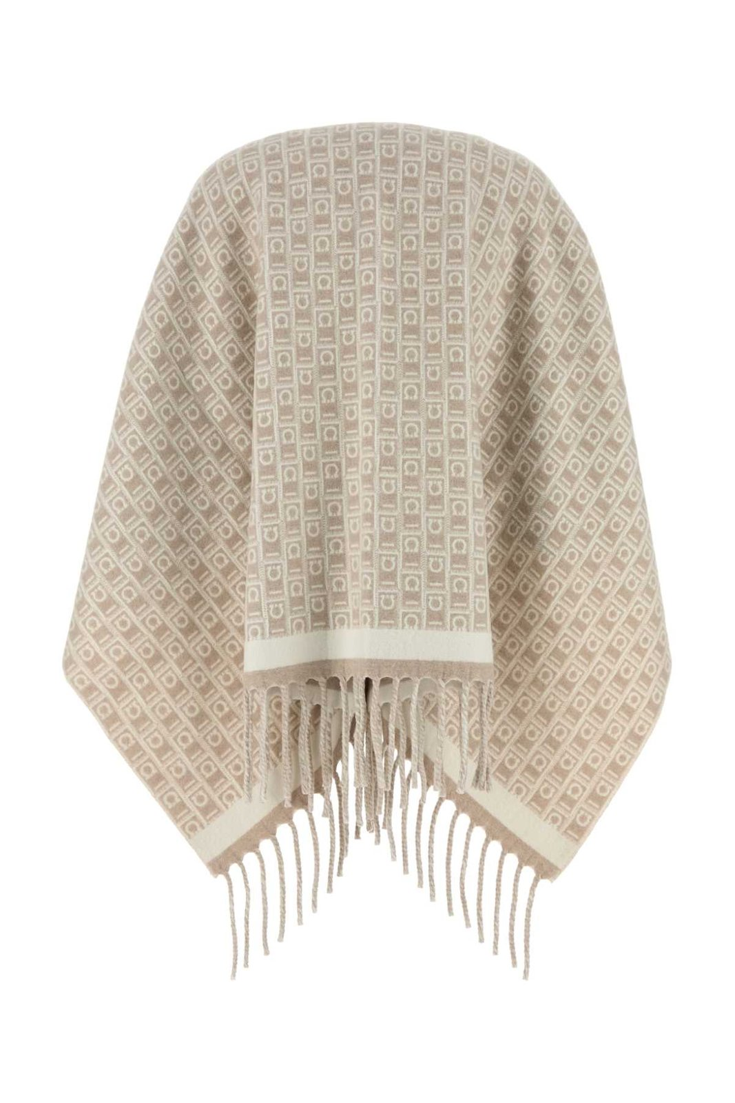 Draped Wool Cape with Fringed Edges