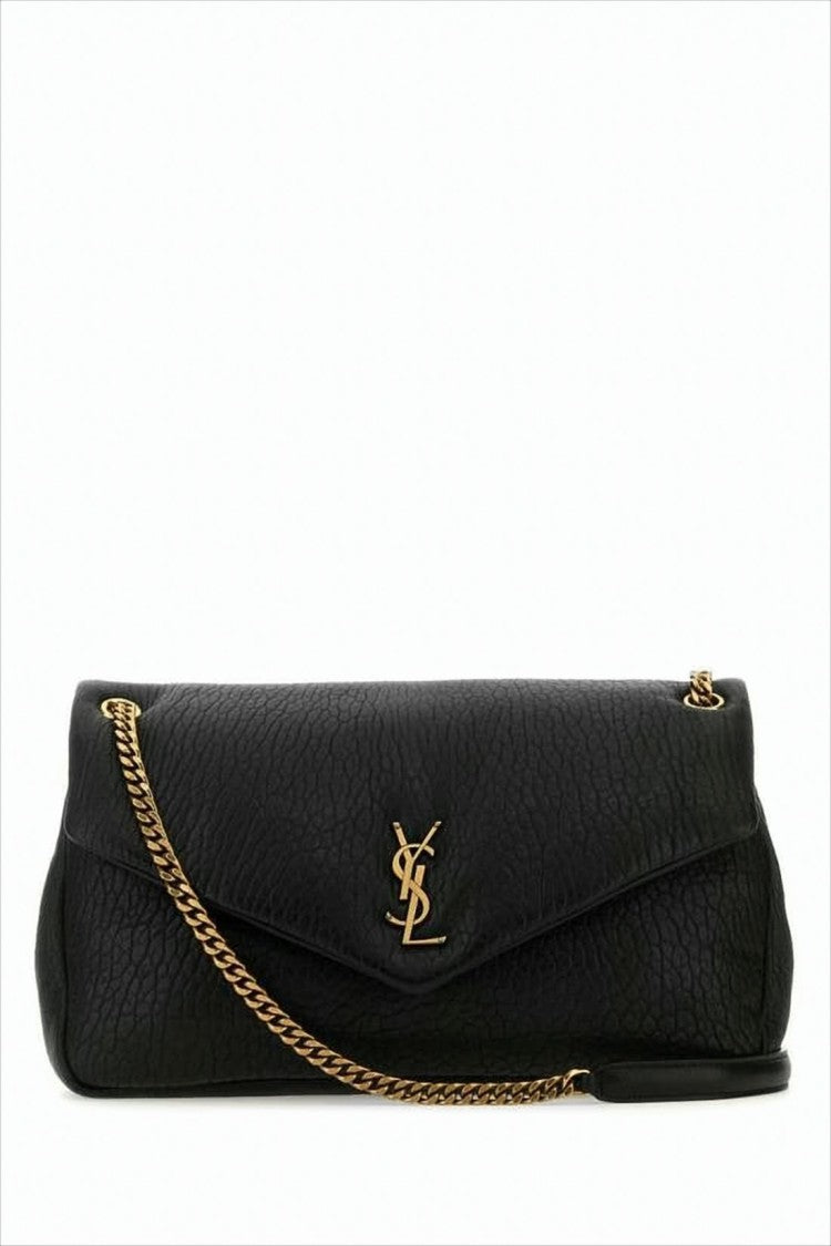 Textured Lambskin Crossbody Bag with Logo Emblem