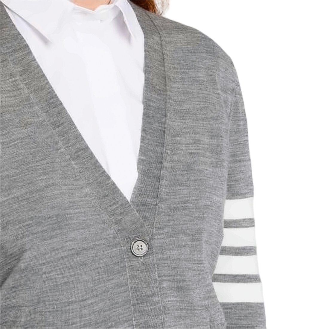 Lightweight Grey Merino Wool Cardigan with V-Neckline