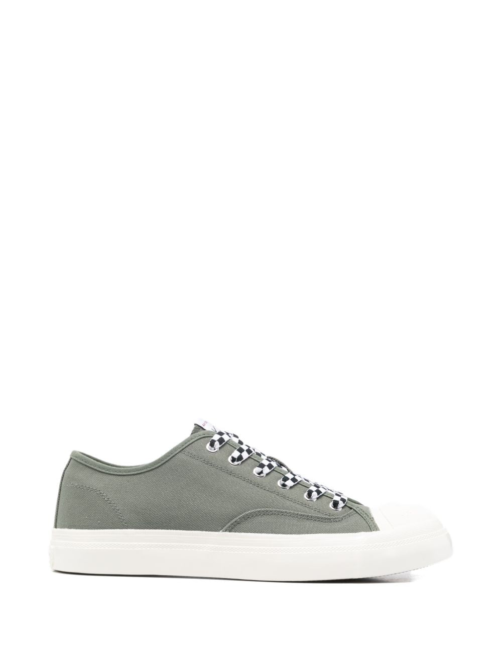 Muted Green Silk And Nylon Low-Top Sneakers