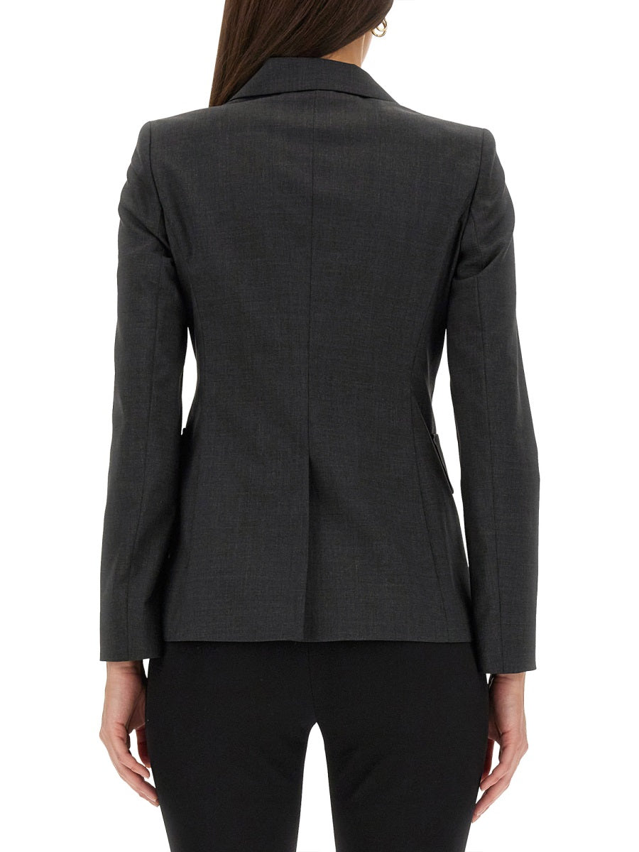Double-Breasted Jacket with Notched Lapels in Virgin Wool