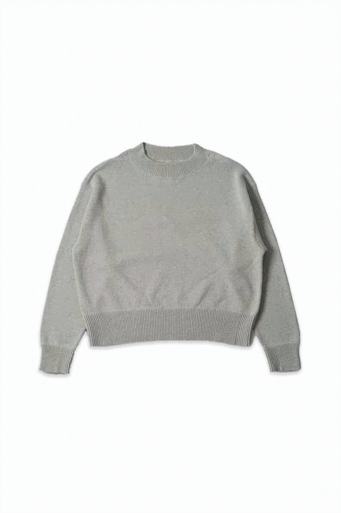 Cropped Grey Sweater with Crew Neckline