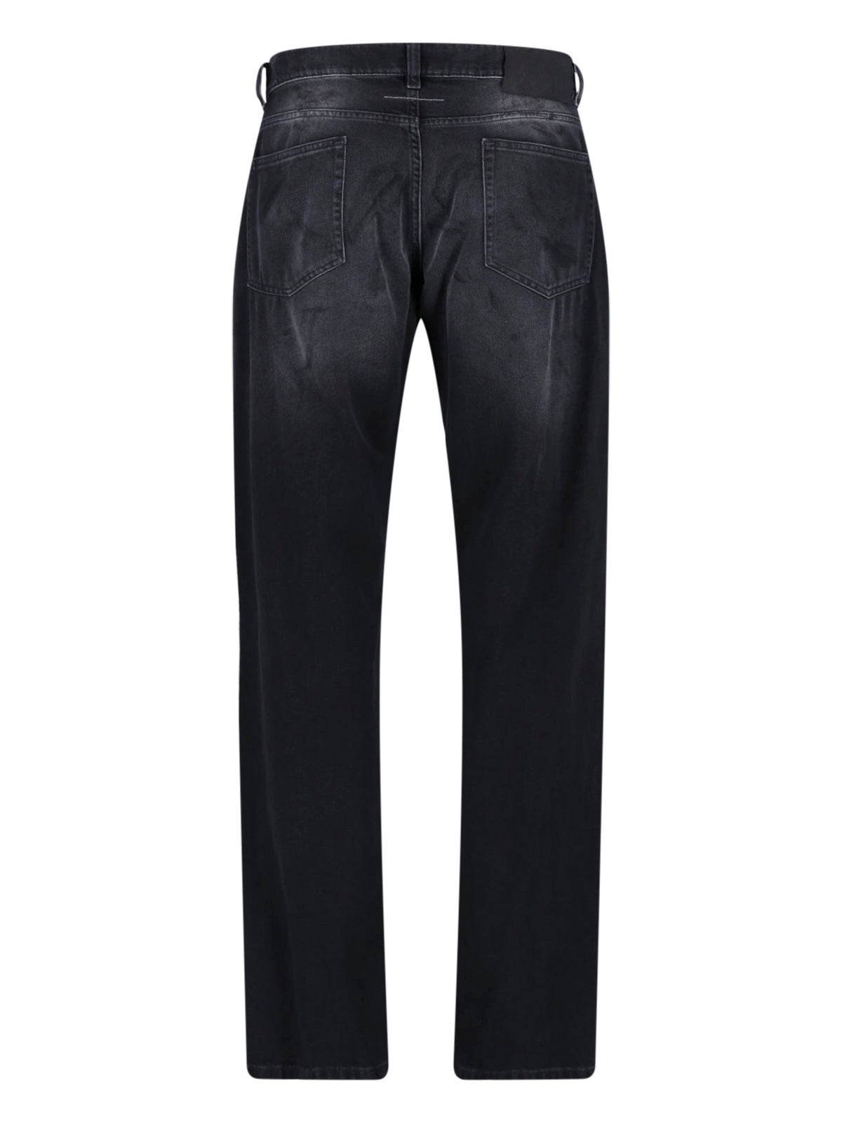 Black Straight Leg Textured Jeans