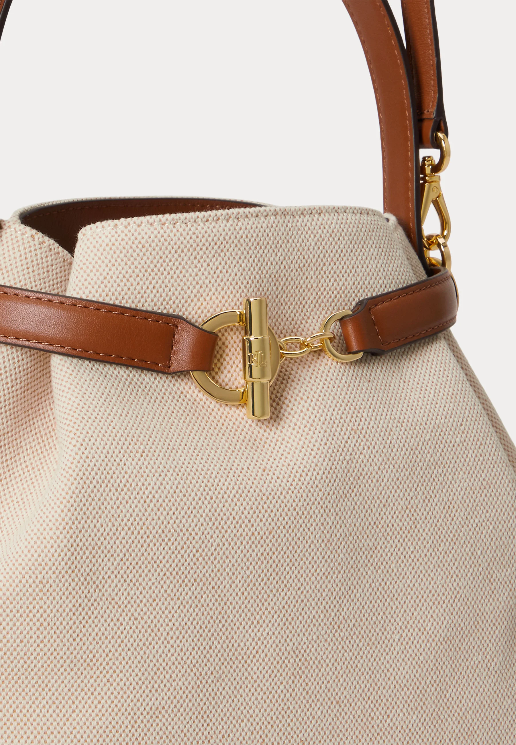 Structured Handbag with Textured Fabric and Leather Accents