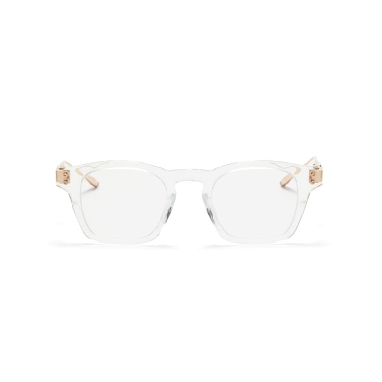 Akx-418 Transparent Square Frame Eyeglasses with Gold-tone Temples