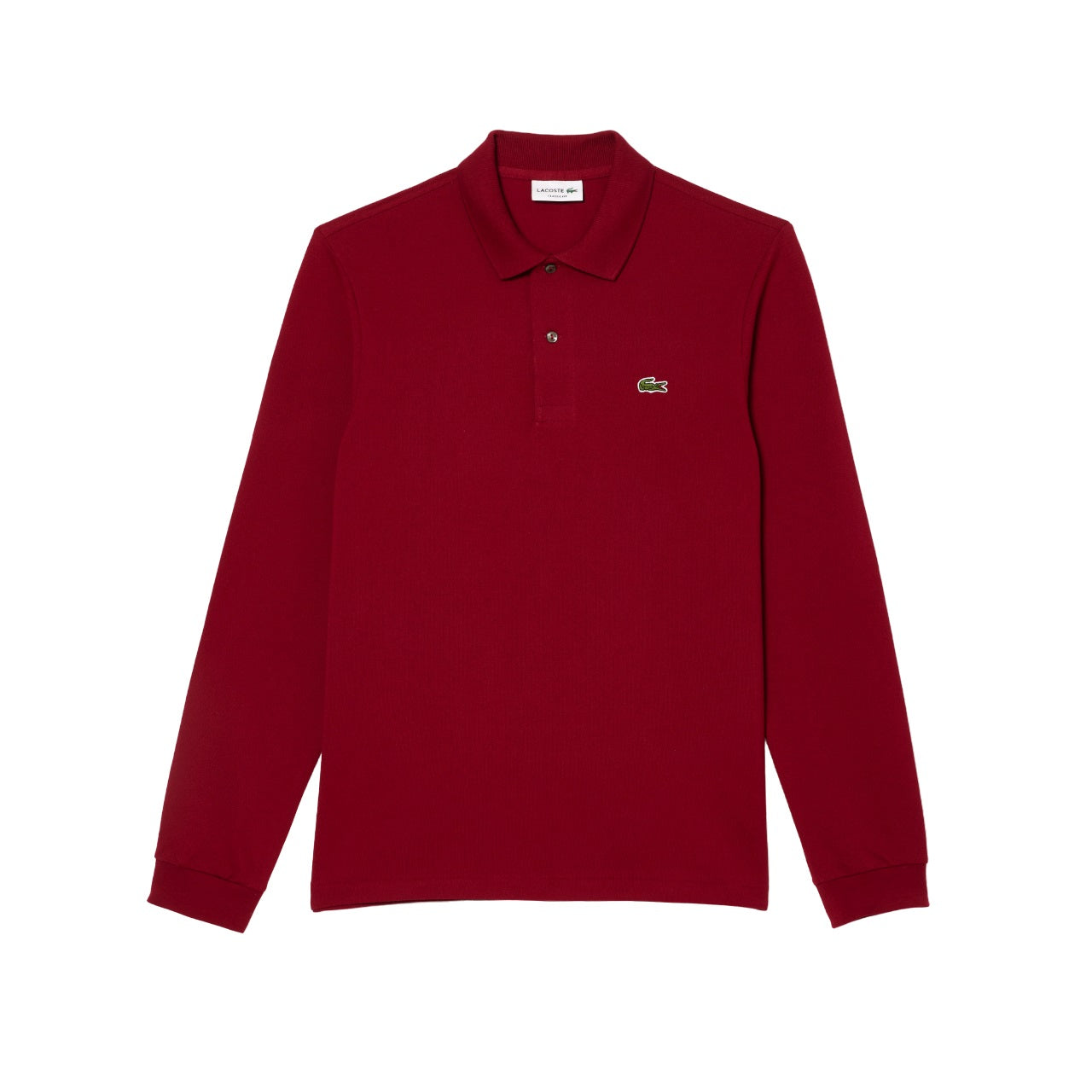 Bordeaux Long Sleeve Polo with Mother-of-Pearl Buttons