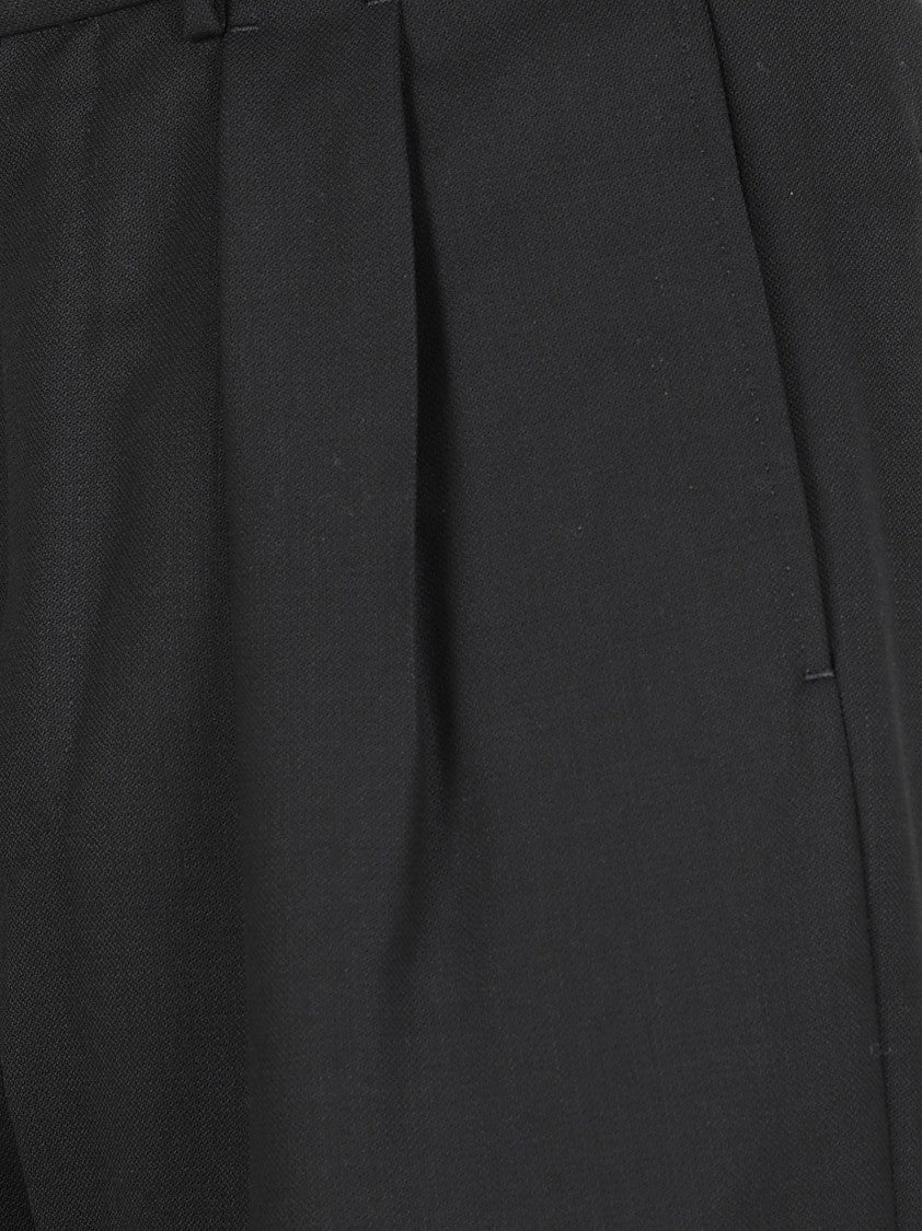 Pleated Front Straight Leg Wool Trousers