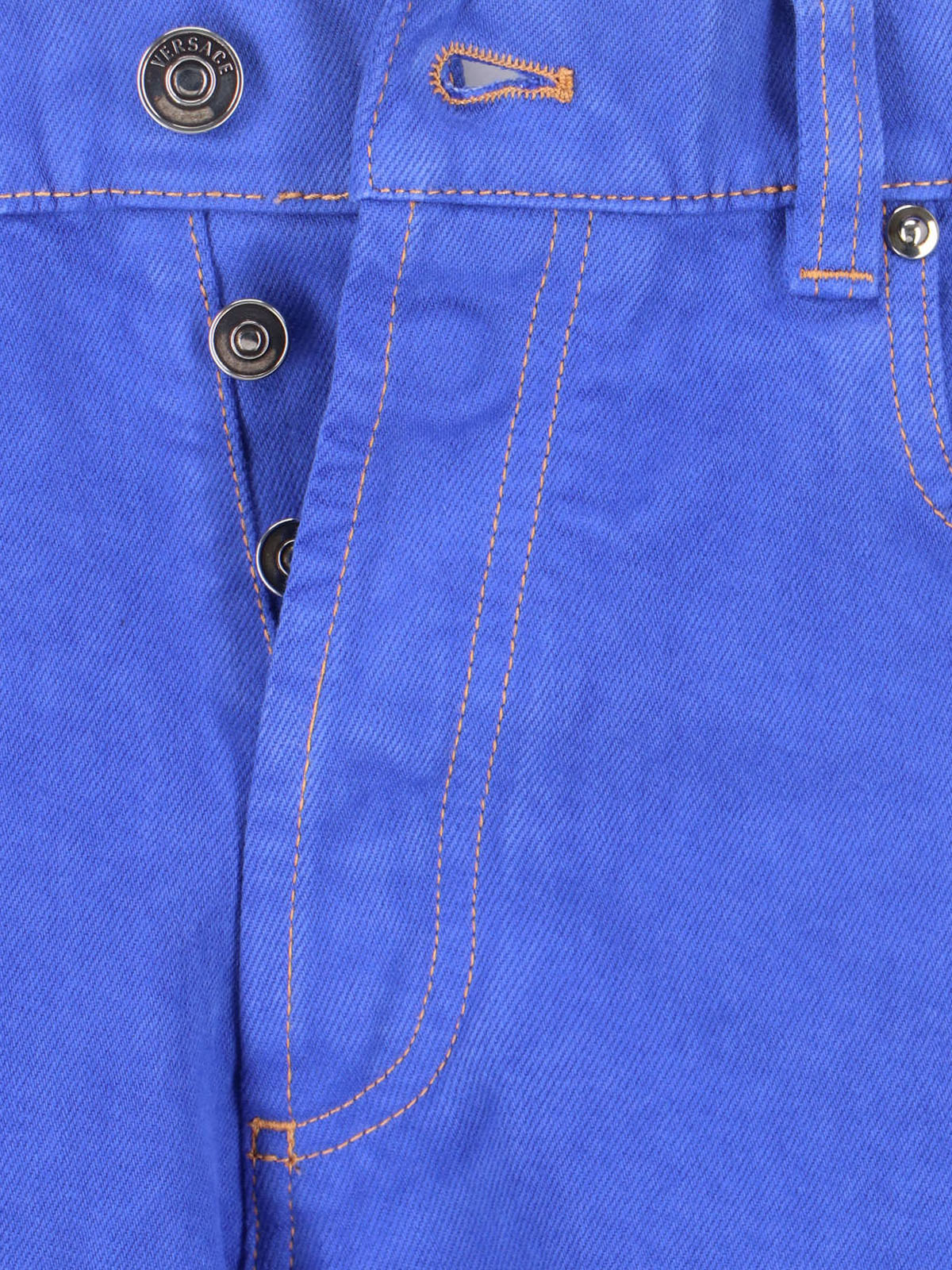 Blue Straight-Leg Medusa Denim Jeans