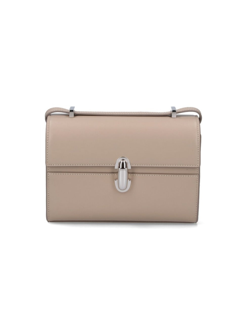 Rectangular Shoulder Bag With Polished Silver Clasp