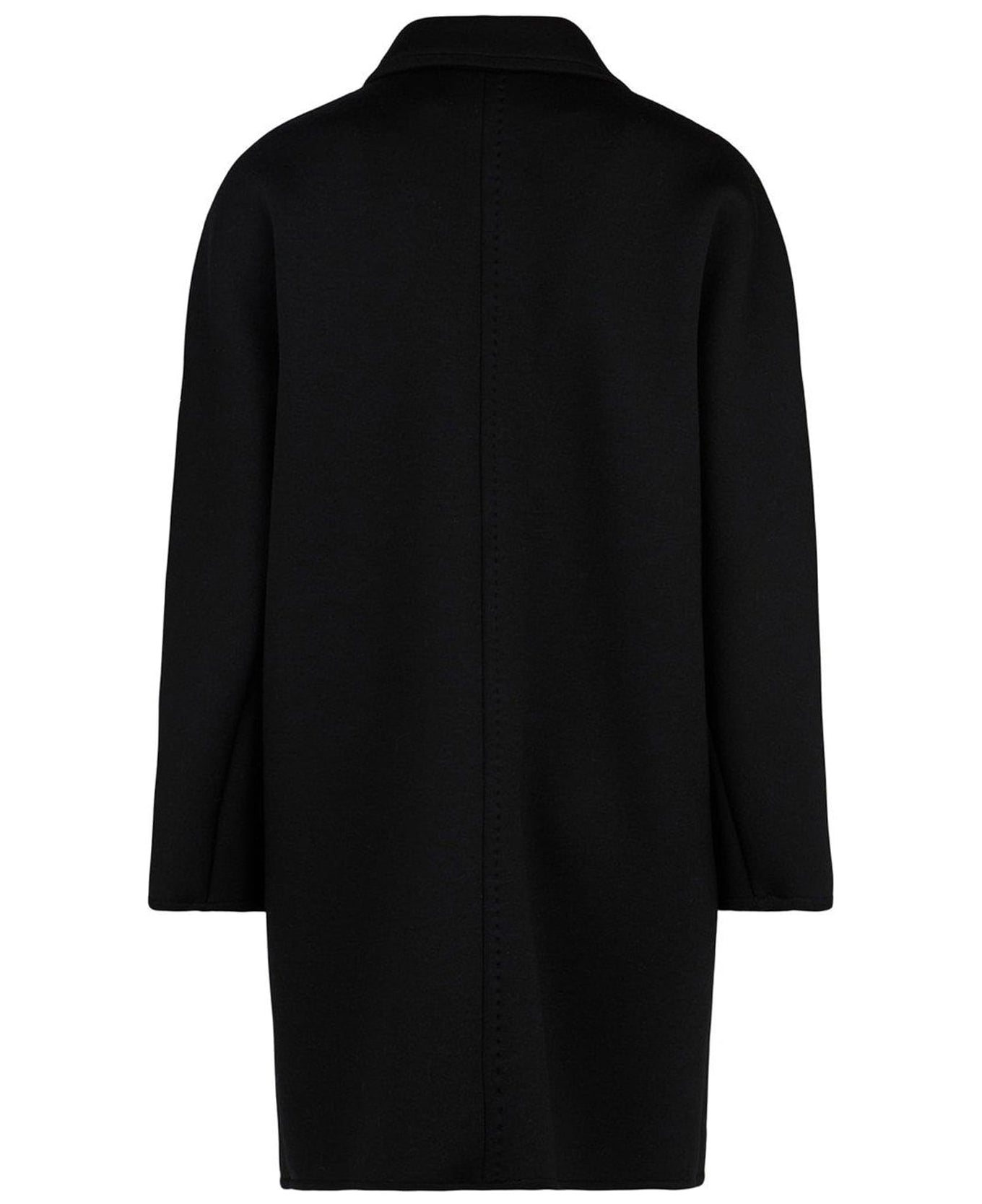 Double-Breasted Black Wool Coat with Tailored Silhouette