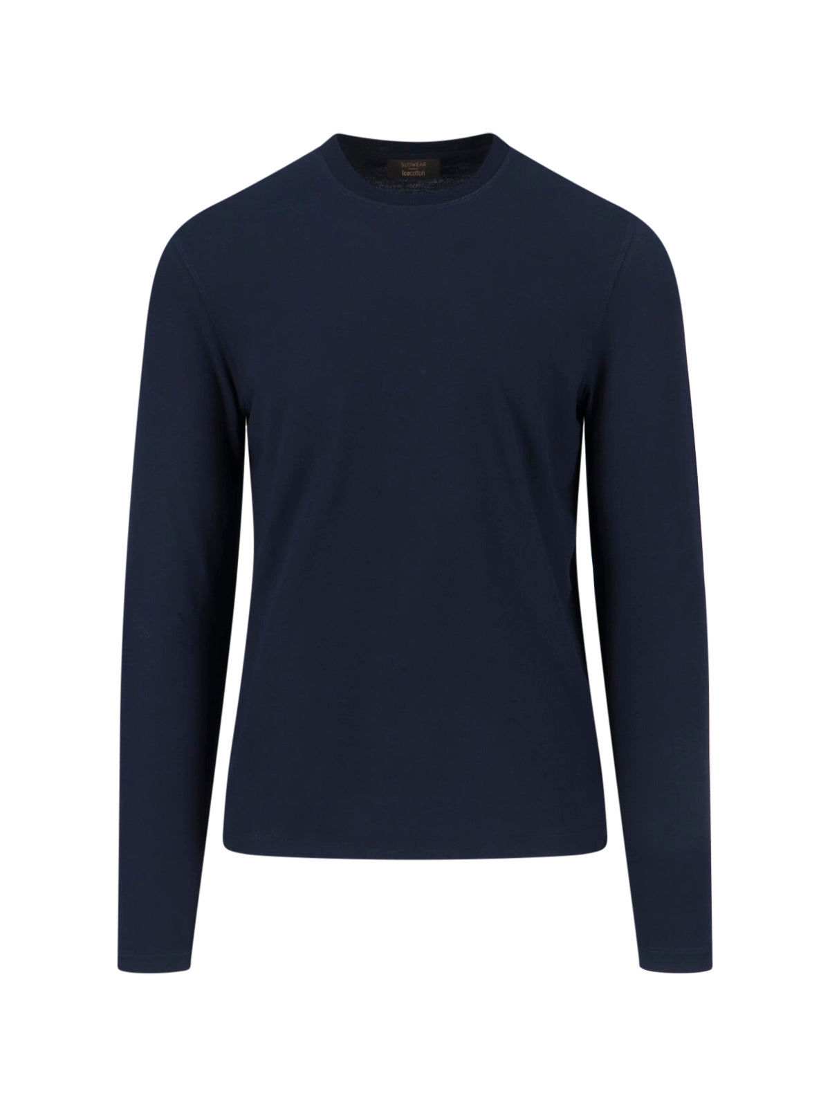 Navy Cotton Long-Sleeved Crewneck Tee