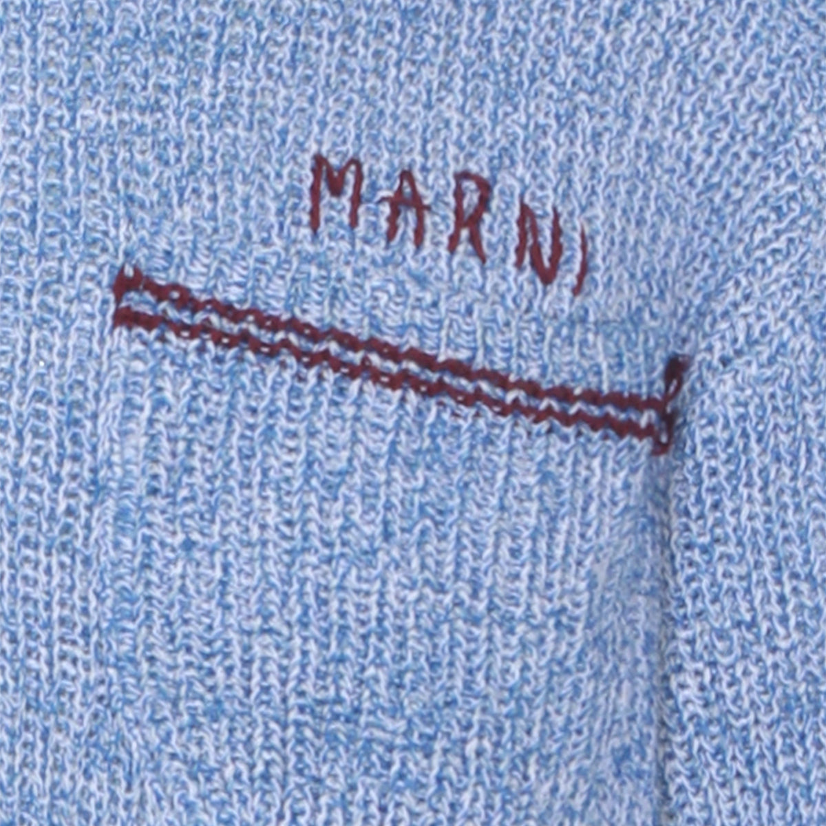 Light Blue Textured Knit Sweater with Contrasting Trim