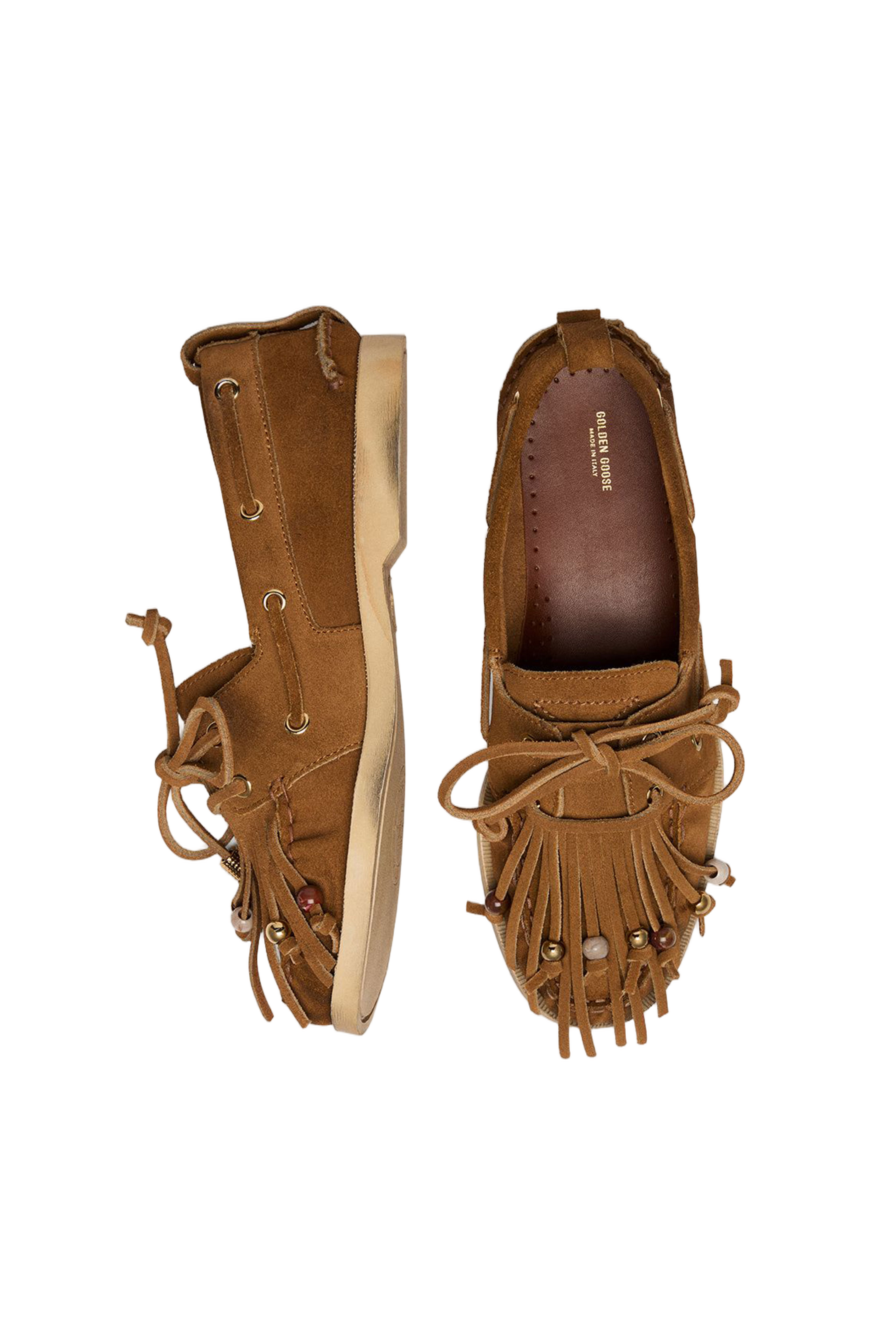 Suede Boat Loafers with Fringes