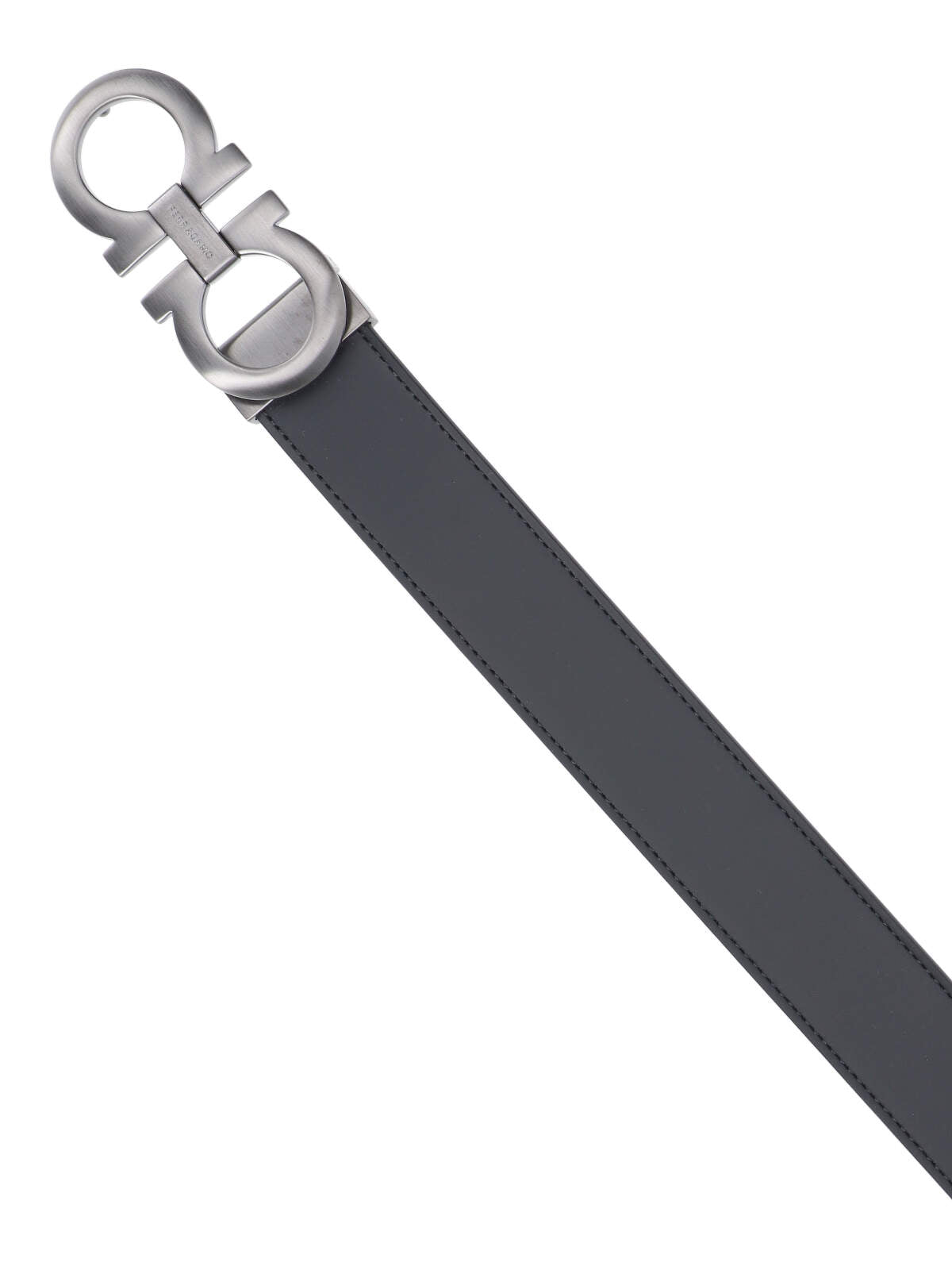 Reversible Leather Belt with Distinctive Silver Buckle