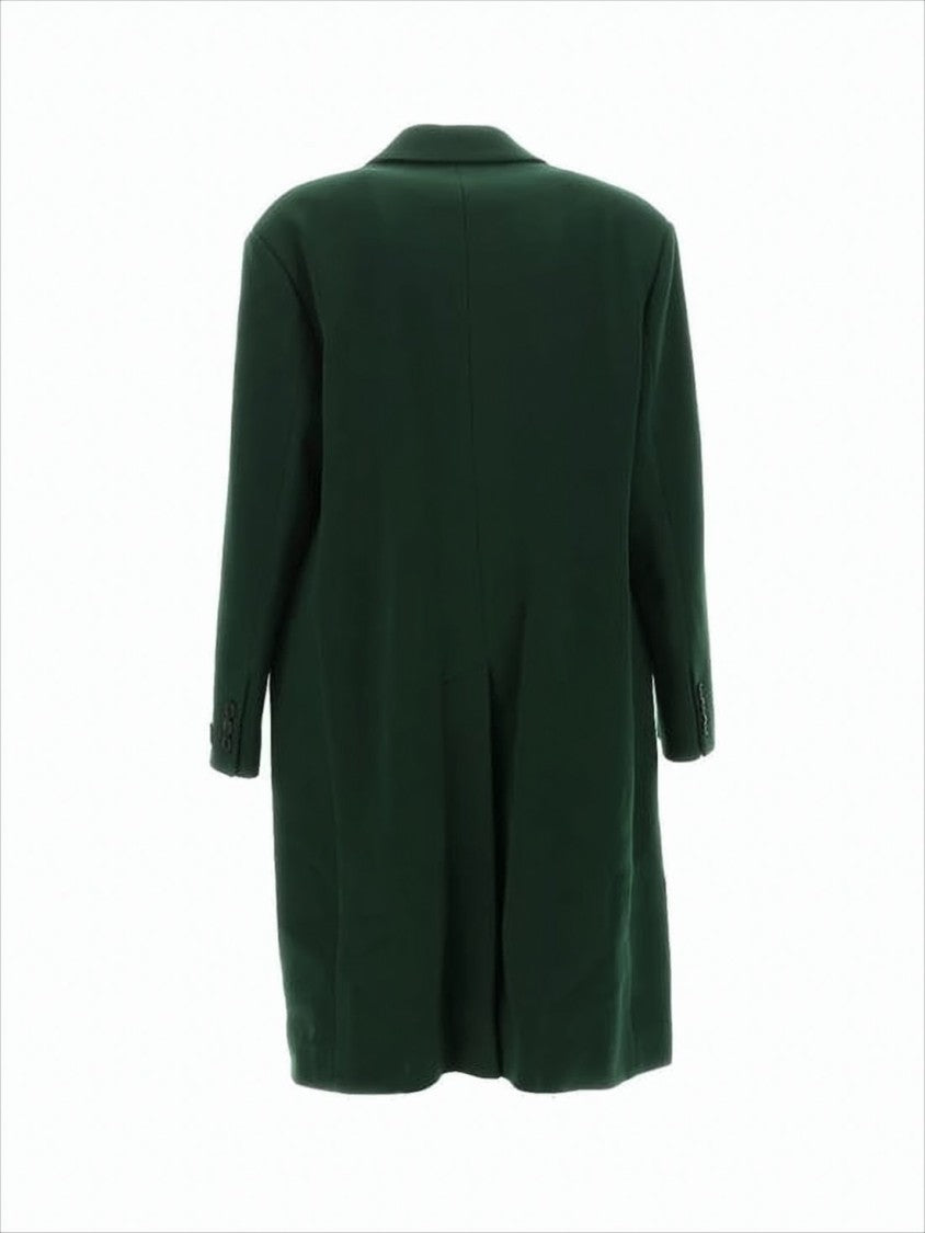 Deep Green Tailored Coat with Classic Lapel and Flap Pockets