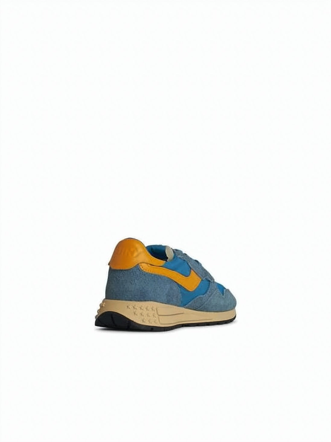 Layered Blue Sneakers with Orange Accents
